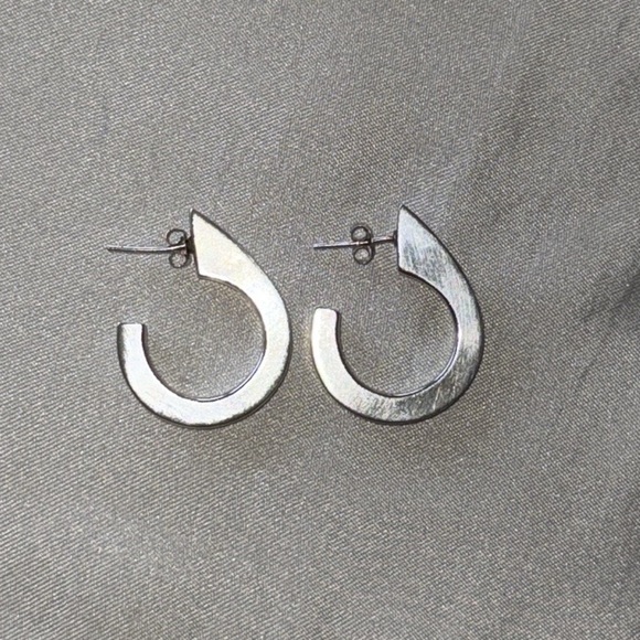 Modern Sterling Silver Teardrop Hoop Thick Minimalist Earrings - Picture 5 of 9